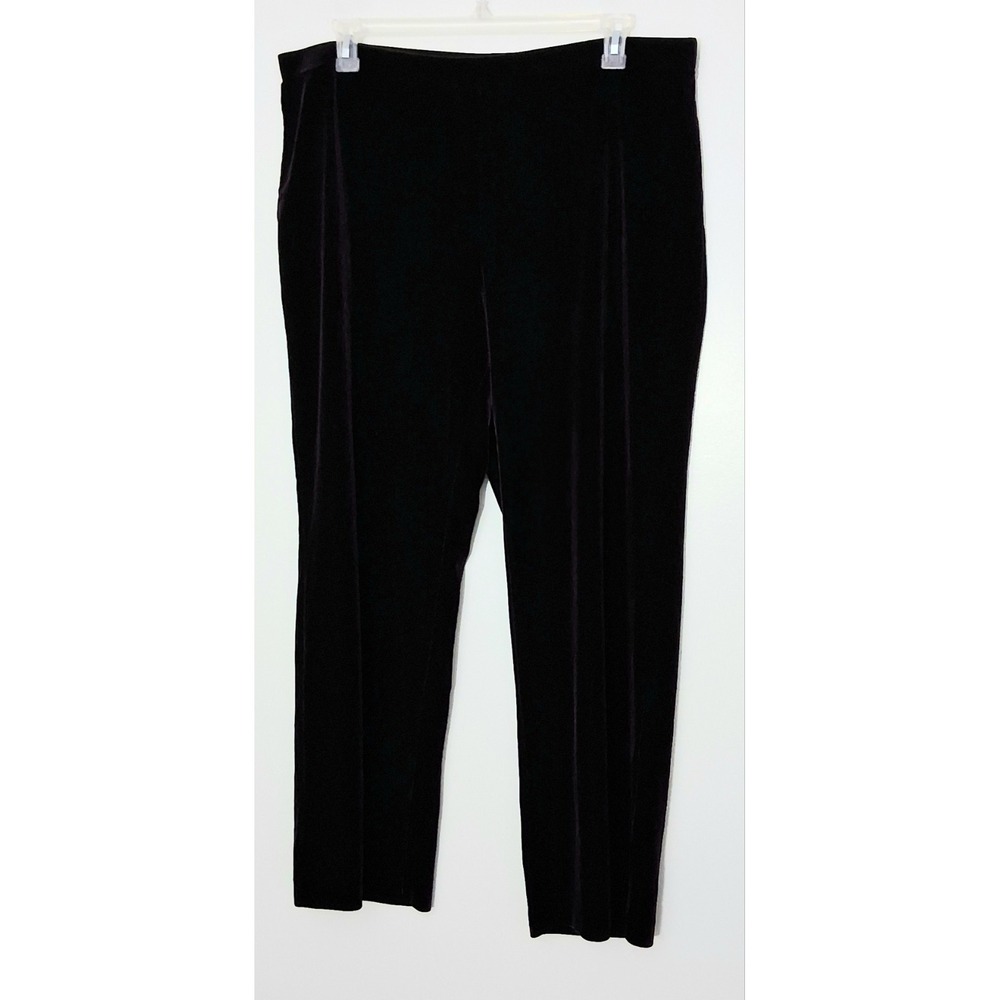 Susan Graver Velvet Pants Women's Size XL Deep Purple Pullon Straight Leg Preown